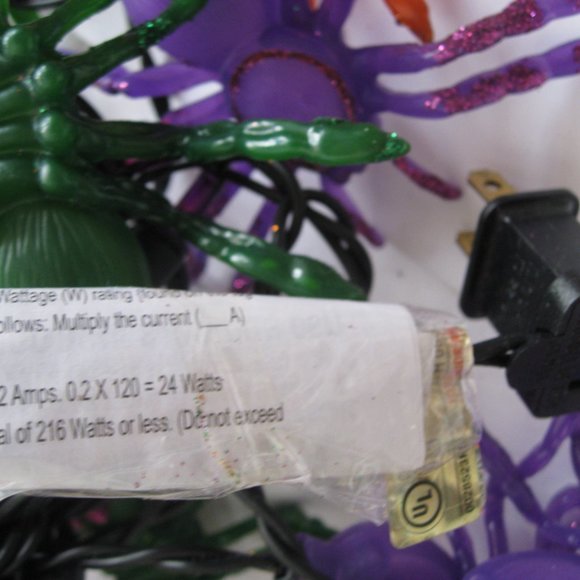 2 Halloween 12 Spider String Lights Blow Mold Decorations 11 ft & 2 Orange Minis - Picture 6 of 16